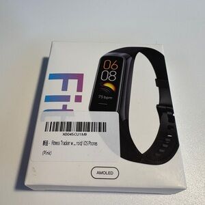 Pink Fitness Tracker with AMOLED Display